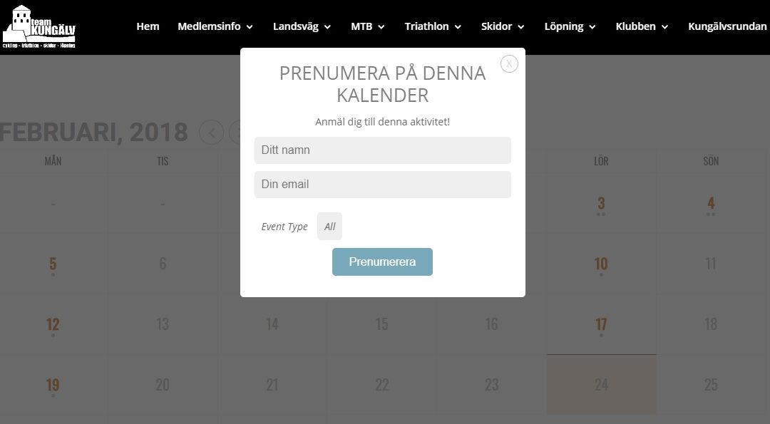 Håll koll på våra träningar